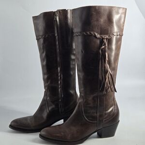 Ariat Dark Brown Leather Heeled Tasseled Boots 9